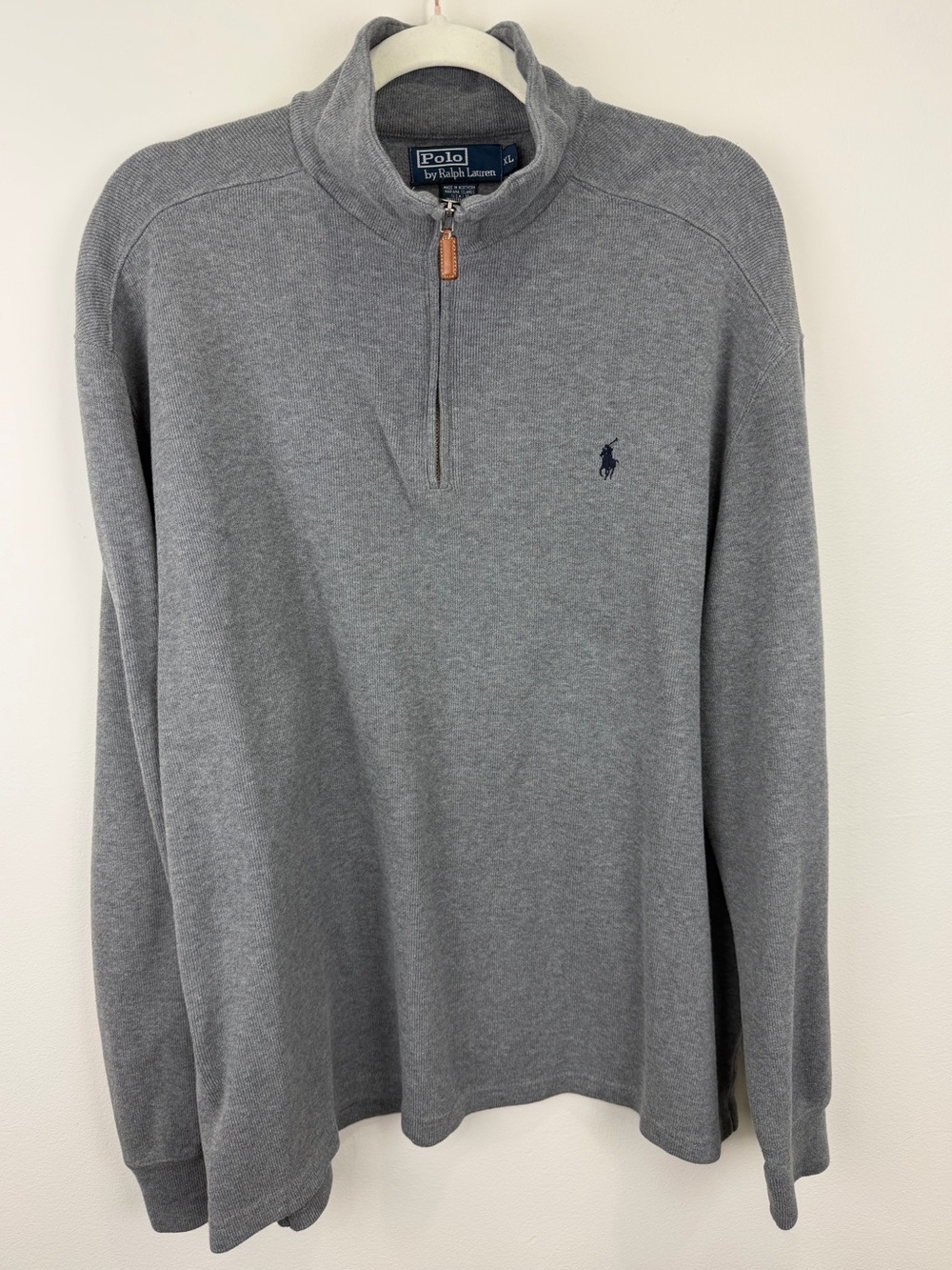 Polo Ralph Lauren Gray Quarter Zip Pullover Sweater XL Classic Pony
